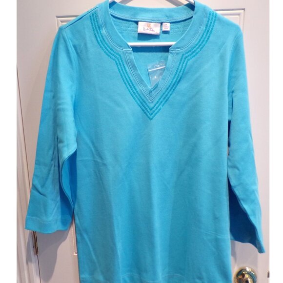 QUACKER FACTORY vintage 1990's T-SHIRT-Blue Sequins - Picture 1 of 3